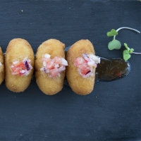 Croquetas de Merluza y Gambas en Agridulce