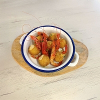 La mini del ajillo con gambas al ajillo